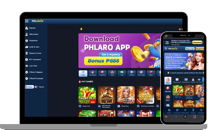 Phlaro popular casino games area with highlighted featured content